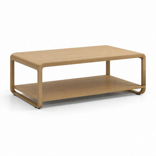 Tavolino da caffè rettangolare rovere con ripiano in MDF impiallacciato 100 x 60 x 40 cm