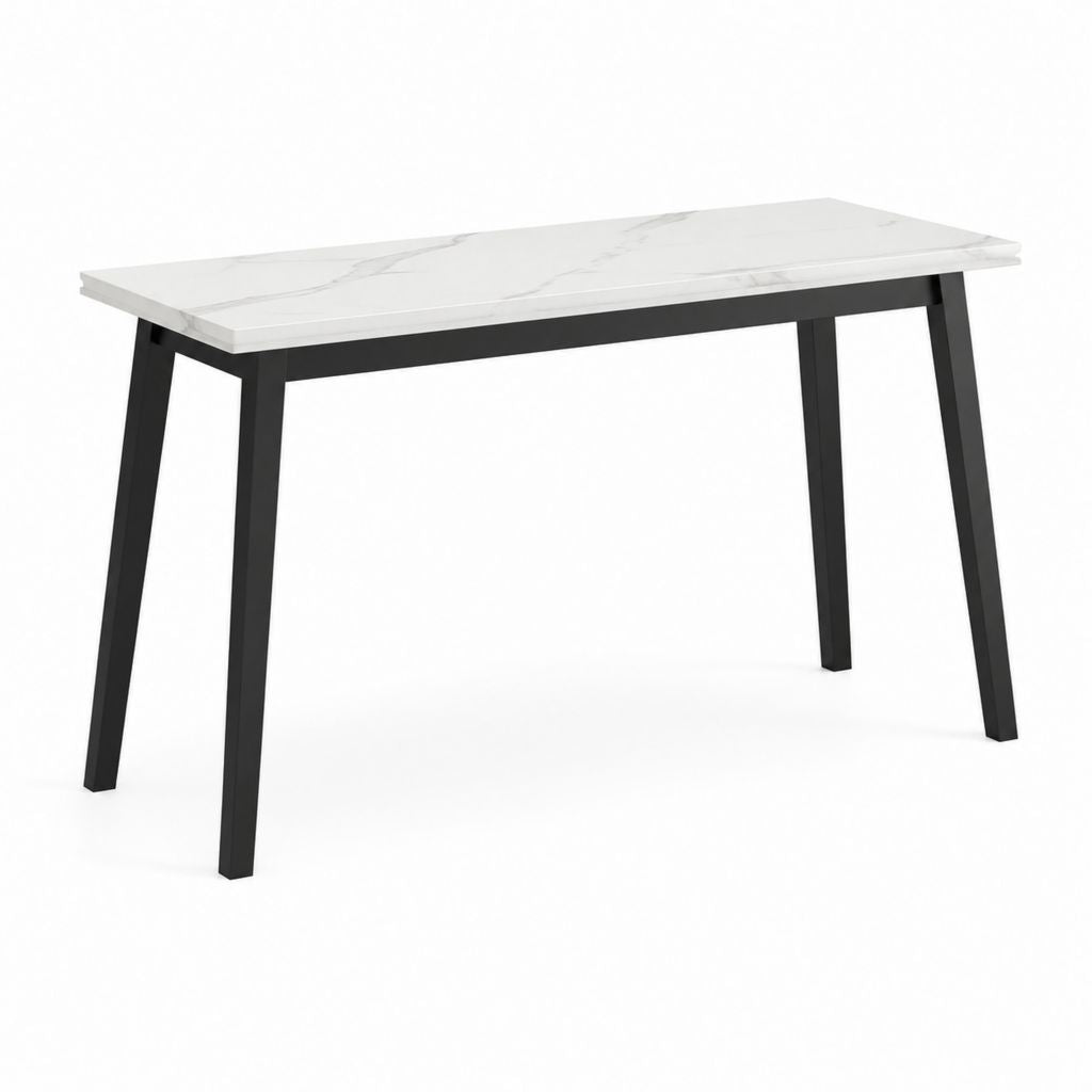 Tavolo da pranzo rettangolare bianco effetto marmo e nero in MDF e acciaio 120 x 70 x 75 cm