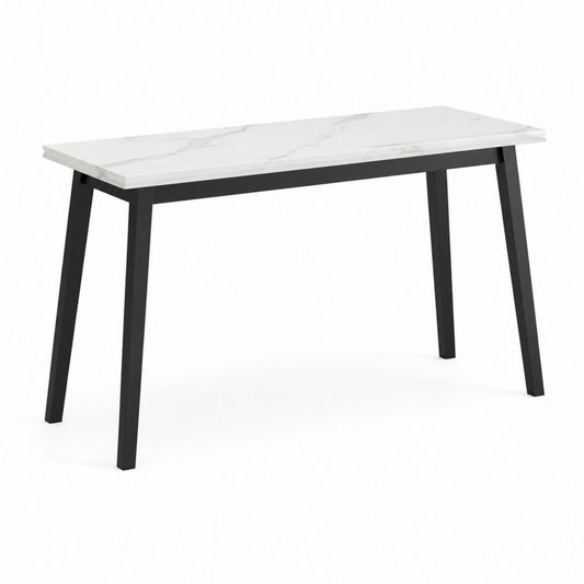 Tavolo da pranzo rettangolare bianco effetto marmo e nero in MDF e acciaio 120 x 70 x 75 cm