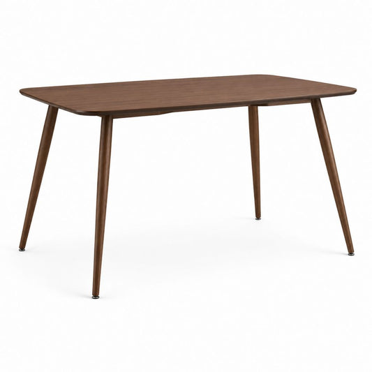 Tavolo da pranzo rettangolare marrone in MDF impiallacciato noce 140 x 80 x 75 cm