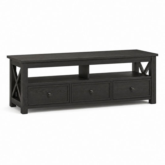 Mobile TV nero in MDF rettangolare con 3 cassetti 150 x 40 x 60 cm