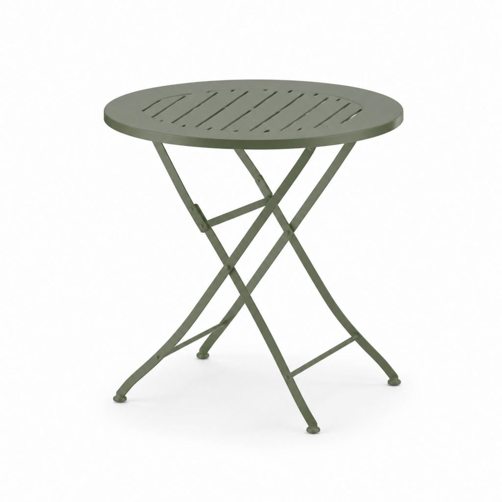Tavolo da giardino pieghevole rotondo verde in acciaio Ø60 x H71 cm
